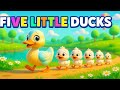 Five Little Ducks | Cartoon Kids Song with Actions | Learn Numbers 1–5