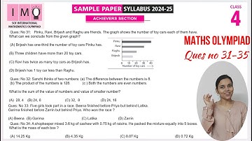 IMO Class 4 Maths Olympiad Sample Paper Ques no 31-35 | Maths Olympiad Mock Test for Class 4