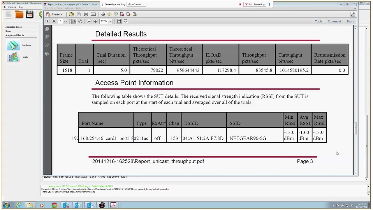 First Downstream Throughput Test ixia support