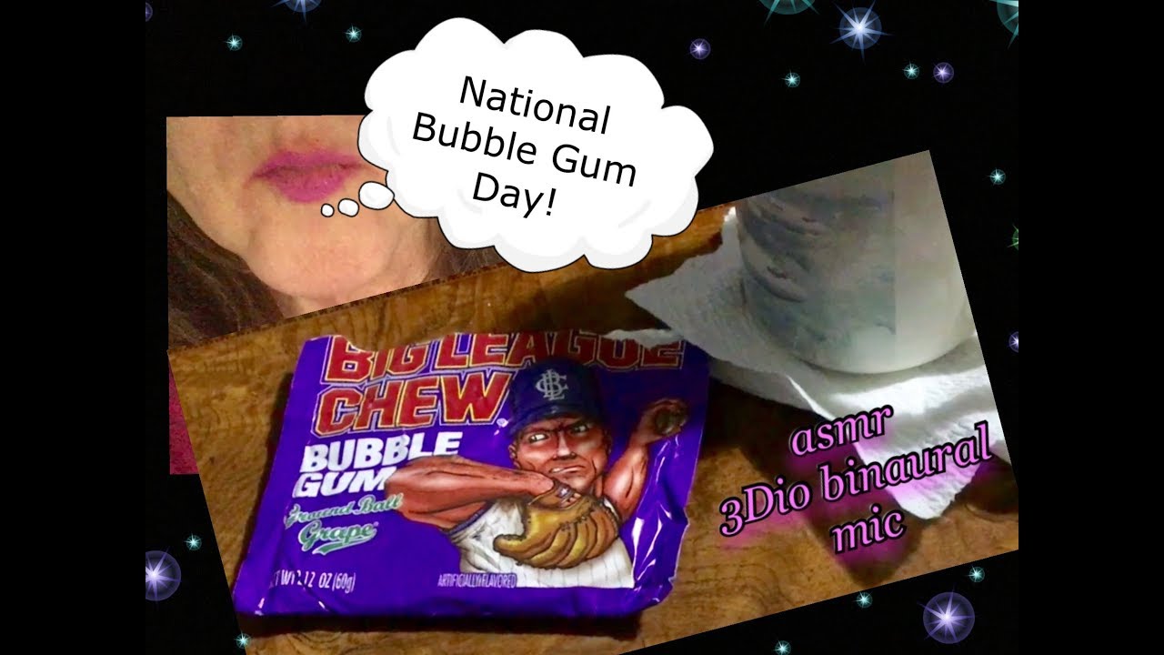 One Hour of Juicy Bubble Gum Chewing 🎧 ASMR Sounds, 3Dio Biaural Mic, grape bubble gum, coffee