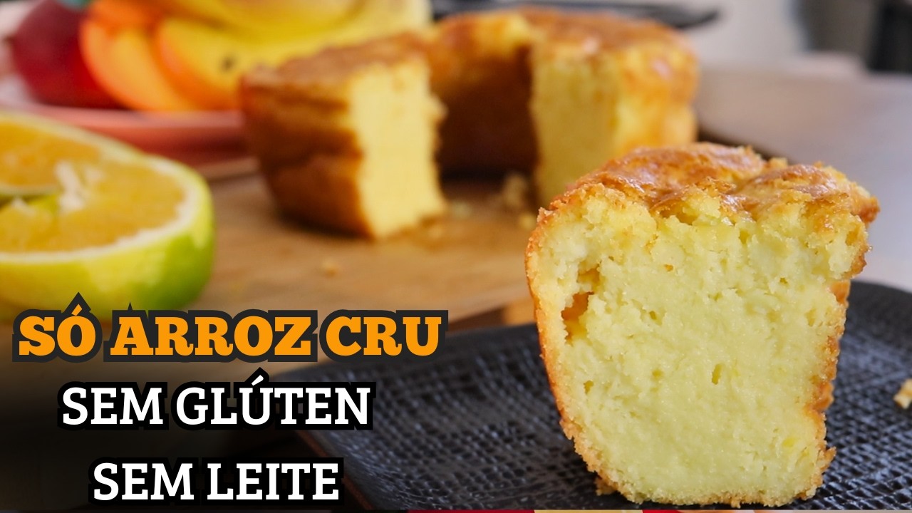 BOLO DE LARANJA COM ARROZ CRU FÁCIL