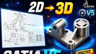 Famous CATIA V5 Solid Modeling from Engineering Drawing 🔥 Practice Exercise #35 | Step-by-Step Tutorial Wealth