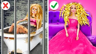 BARBIE IS IN JAIL! Awesome Doll Makeover with Cool Gadgets by 123 GO!