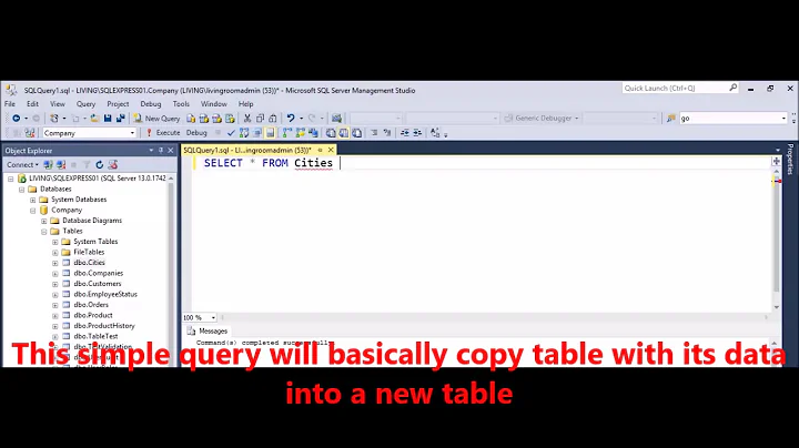 MSSQL -  How to create a table from select query results in SQL Server