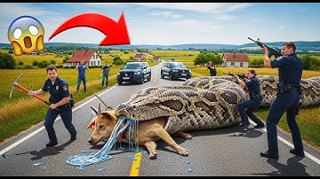 Brave heroes save weak Goat from attack of ferocious giant python