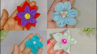4 DIY clothes flower making // super easy fabric Rose flowers// How to make fabric flowers 🌺