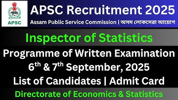 APSC Inspector of Statistics: Written Examination