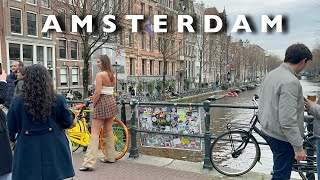 Amsterdam Central Romantic March Walk | March 2024 Walking Tour🇳🇱❤️