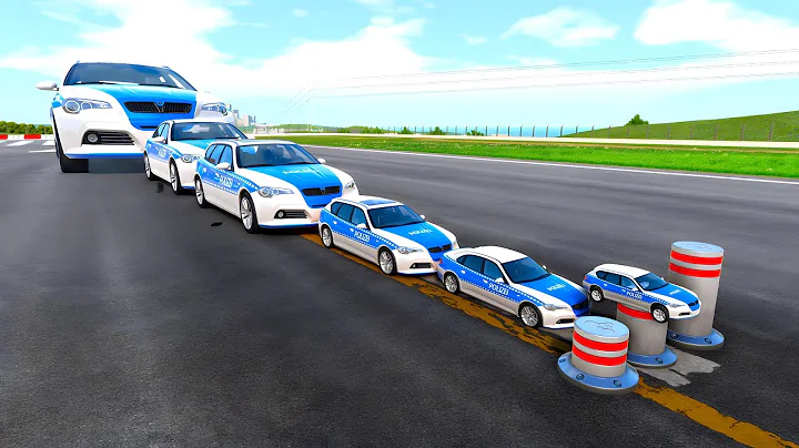 Small Cars vs Police Car & Bollards BeamNG.Drive Challenge Ends in Total Destruction ! #4