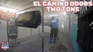 PAINTING THE EL CAMINO DOORS TWO TONE IN MY GARAGE DIY