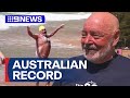 Elderly swimmer completes Australia&#39;s longest open ocean swim unassisted | 9 News Australia