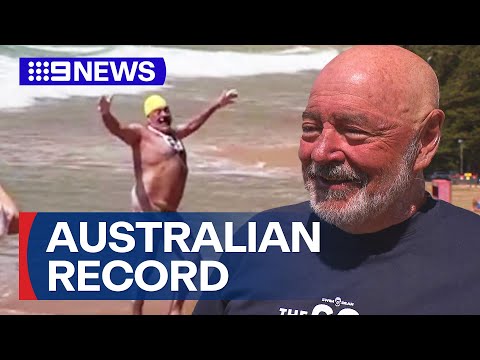 Elderly swimmer completes Australia's longest open ocean swim unassisted | 9 News Australia