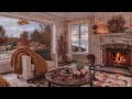 Cozy Fireplace + Autumn Ambience - Autumn Colors, Ocean Waves, Relax, Sleep, Study
