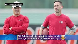 Bill Belichick Chats Up 49ers' John Lynch, Kyle Shanahan At Alabama Pro Day