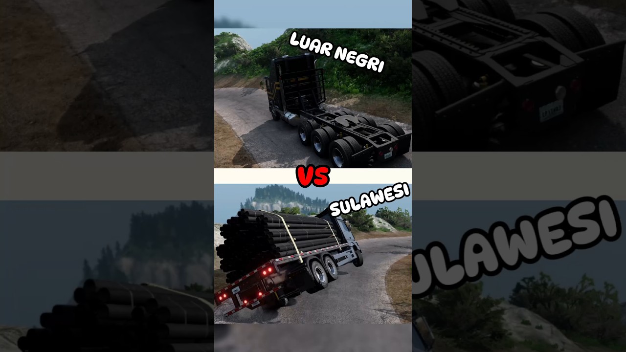 SUARA REM TRUK LUAR NEGRI VS TRUK SULAWESI #beamngdrive #truk #bus