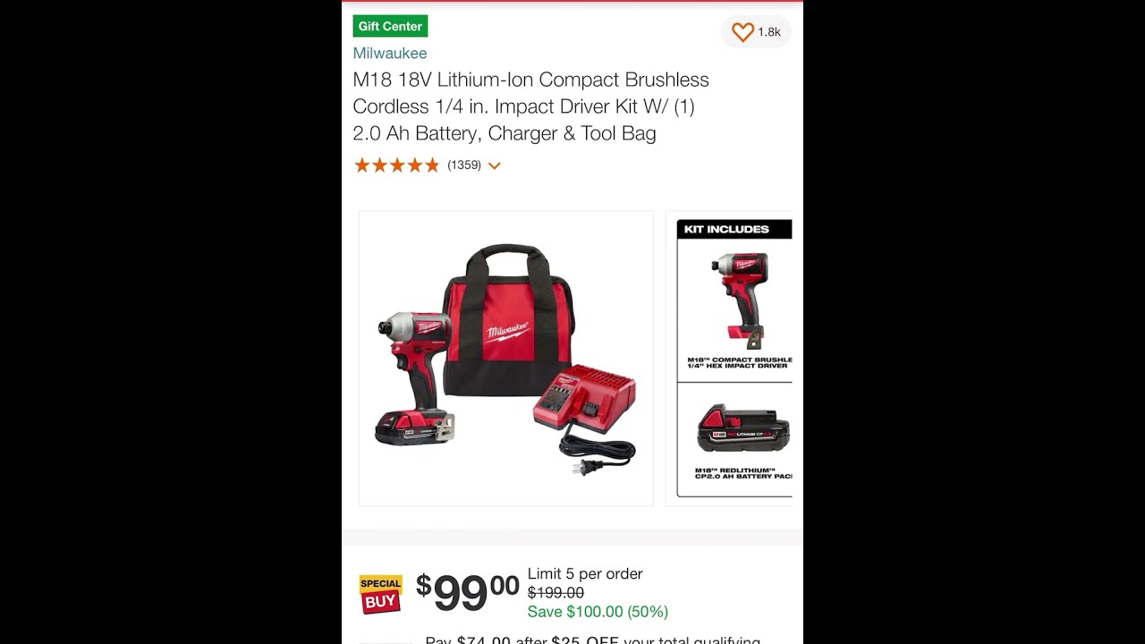 50 Off The M18 Compact Brushless 1 4 In Hex Impact Driver