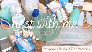 NEST WITH ME| Episode 2: POSTPARTUM BASKETS \& DIY PADCICLES!!:) Prepping for baby #2!