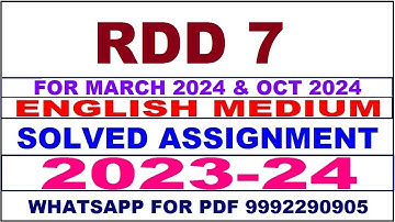 rdd 7 solved assignment 2023-24 | rdd 7 solved assignment in english 2024 | rdd 7 2024