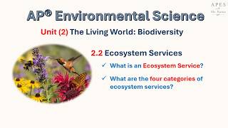 Lesson (2.2) Ecosystem Services