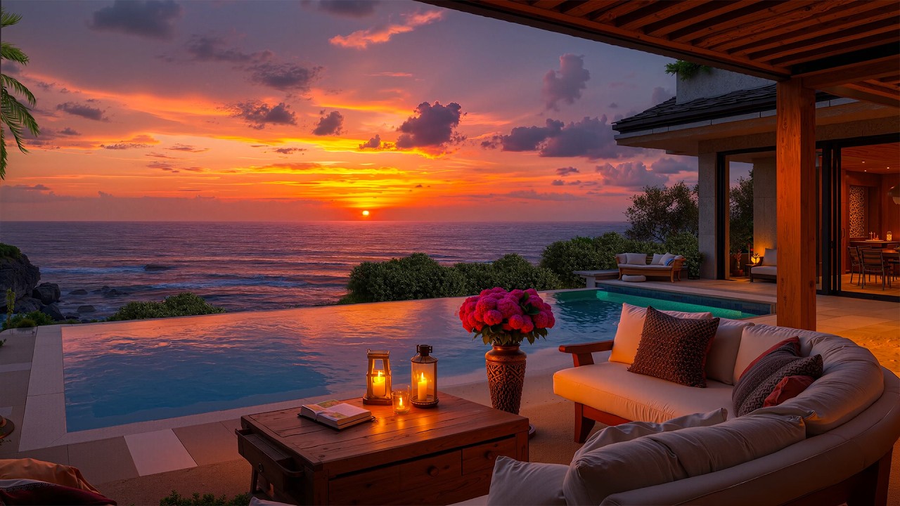 Peaceful Jazz at a Seaside Resort – Soft Jazz Blended with Ocean Waves Under a Relaxing Sunset