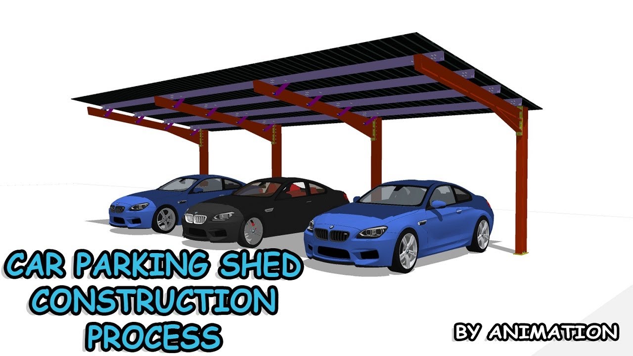 Car Parking Shed Construction Process (Step by Step) YouTube