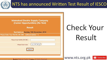 Nts has announced the IESCO written test result | Check your result