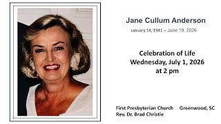 Celebration of Life Jane Anderson 2pm