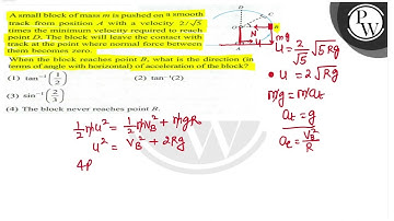 A small block of mass \( m \) is pushed on a smooth track from position \( A \) with a velocity ...