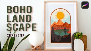 Draw Abstract Boho Landscapes - Easy Procreate Tutorial screenshot 3