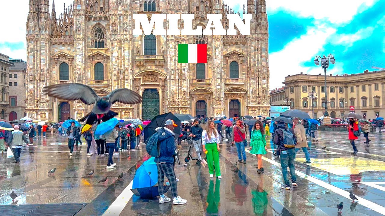 Milan, Italy 🇮🇹 - May 2022 - Rainstorm Walking Tour 4K-HDR  (▶150 min)
