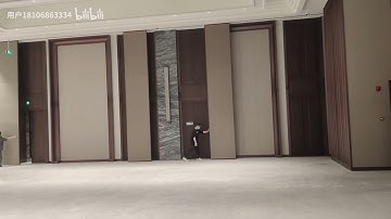 Movable partition wall in hotel ballroom