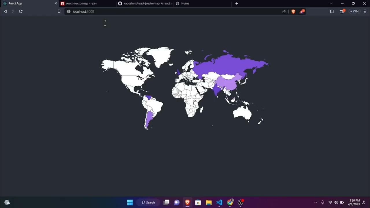 World map in #React Js using Jvectormap #worldmap - YouTube