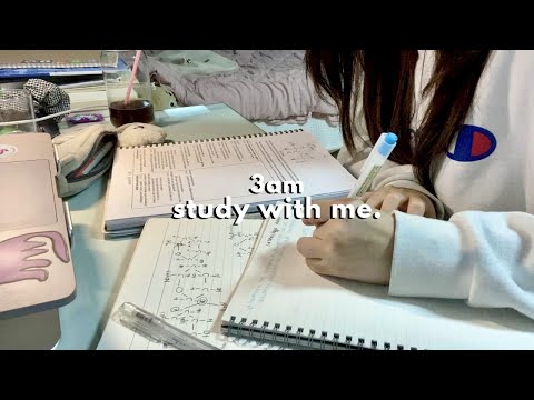3am cramming before exam // pencil asmr, page-flipping, no music, study with me