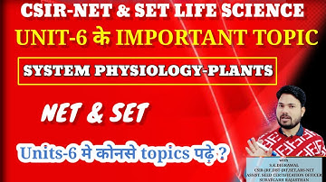 CSIR-NET AND SET UNIT-6 KE IMPORTANT TOPICS / PLANT PHYSIOLOGY KE MOST TOPICS / SET LIFE SCIENCE