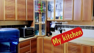 Tour to my kitchen, bought some kitchen organizers from 5 riyal shop||Aatiskitchen||