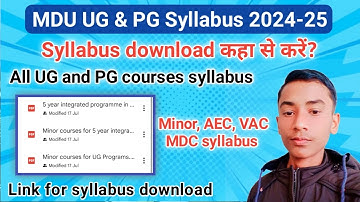 MDU UG & PG Syllabus 2024-25//Syllabus download कहा से करें//Minor, AEC, VAC, MDC syllabus Link