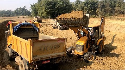 Soil Loading - JCB Vs Tripper Dump - JCB Backhoe Loading Soil Video