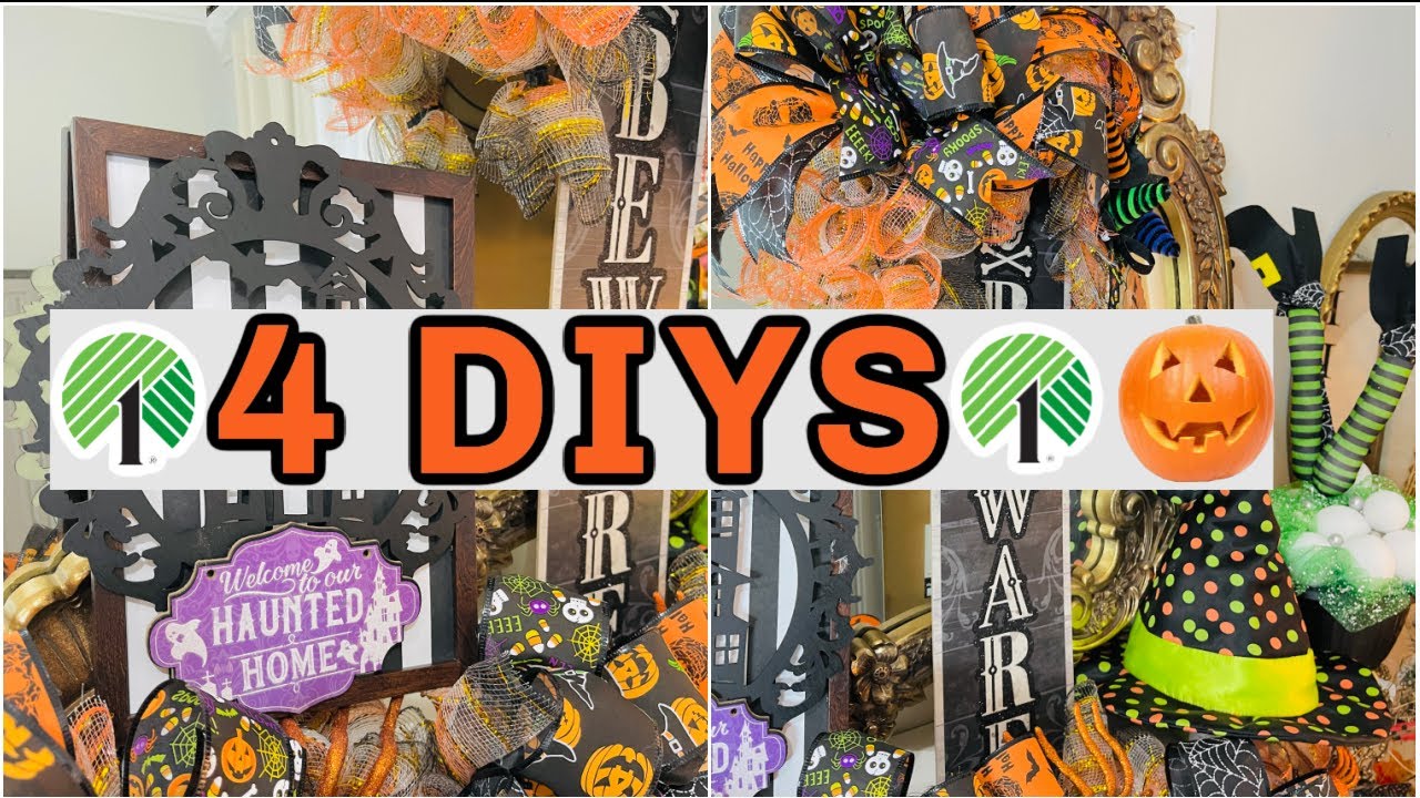 🎃4 DIY DOLLAR TREE FALL/HALLOWEEN DECOR CRAFTSGarland + Door hanger 🎃