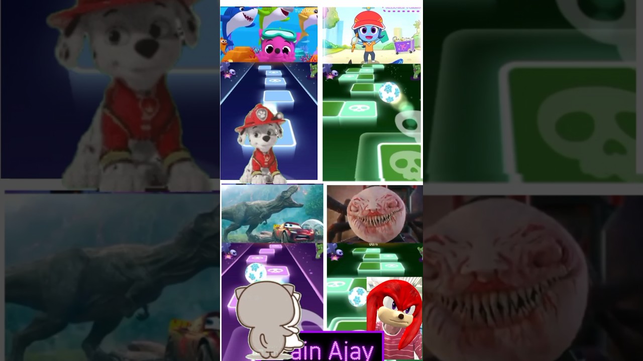 Pinkfong Exe, Sheriff Labrador Exe, Lightning McQueen, Choo Choo Charles X Coffin Dance Tiles Hop