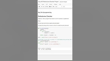 Palindrome Checker  | 100 Days of Python Programming | Day-30 #shorts #pythonchallenge