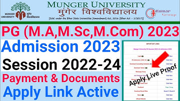 Munger University PG(M.A,M.SC,M.Com) Session 2022-24 Admission Form Apply Error Problem Solve