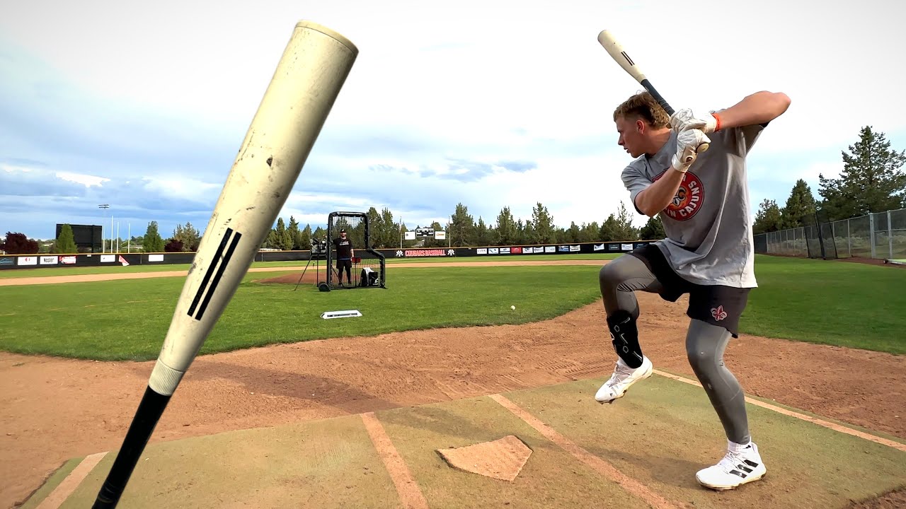 JT's first time swinging the Bonesaber Hybrid Baseball Bat Bros BP