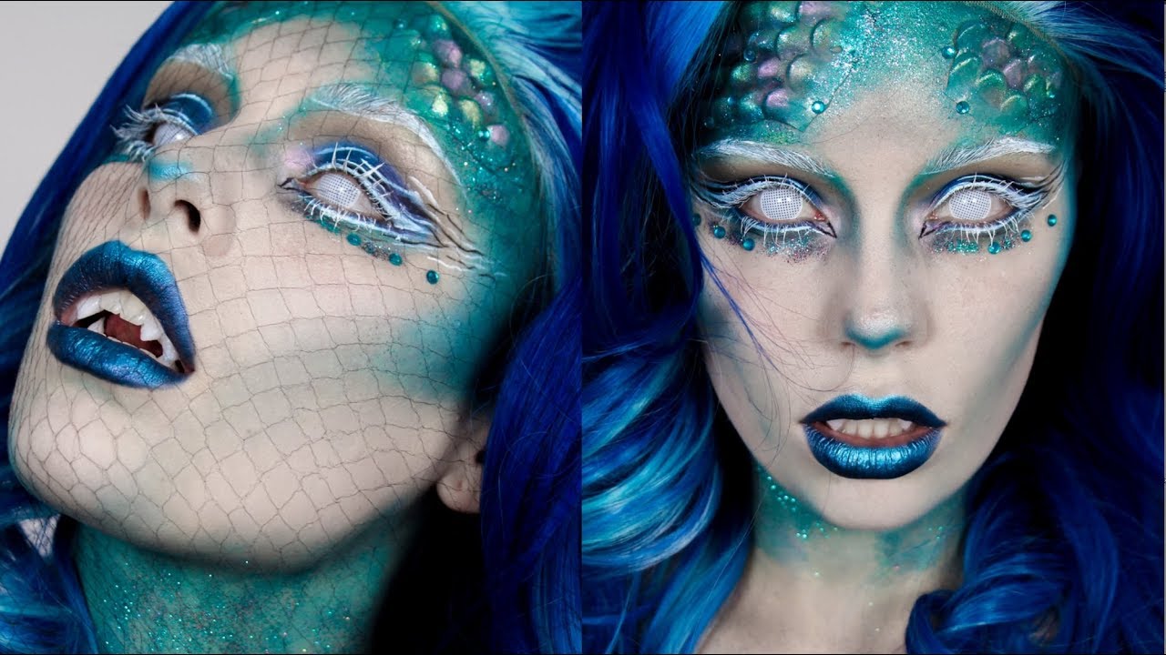 Mermaid Halloween Makeup Easy Fish Scale Prosthetics Fangs