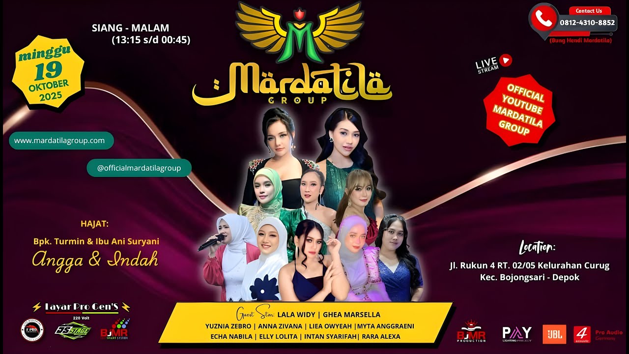 LIVE KONSER MARDATILA GROUP (MALAM) - HAJAT BPK TURMIN & IBU ANI SURYANI | BOJONGSARI - DEPOK