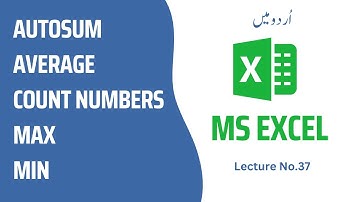 Sum, Average, Count numbers, Max & Min formulas in Microsoft excel for beginners Lecture 37