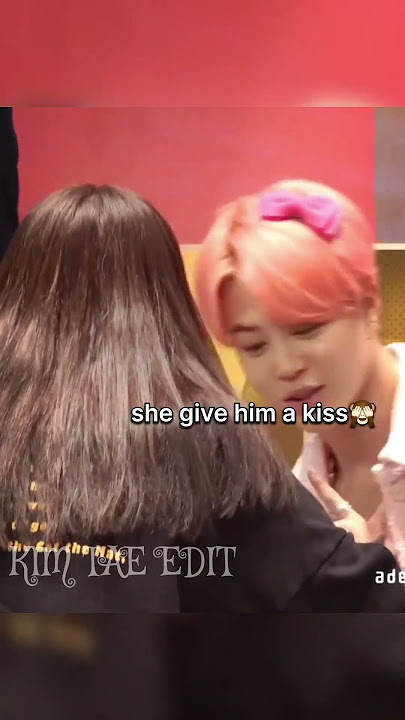 the way jimin🐥 blushing😳 when Army girl gave him a kiss😍💜#bts #jimin #shorts