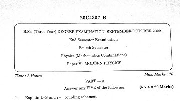 #rayalaseema university physics*Modern Physics*degree 4thSem important public question Paper-2022