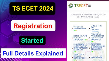 TS ECET 2024 Registration Started | TS ECET Application form Started 2024 | MDE