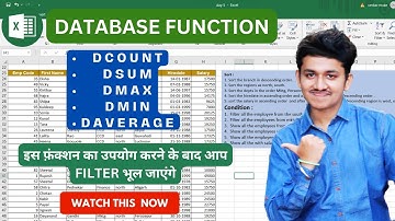 Database Functions (DSUM , DAVERAGE , DCOUNT , DMAX , DMIN )