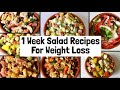 7 Healthy & Easy Salad Recipes For Weight Loss | 1 week Veg Lunch & Dinner Ideas to Lose Weight